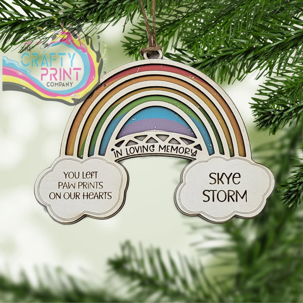 Personalised Pet In Loving Memory Rainbow Wood Christmas