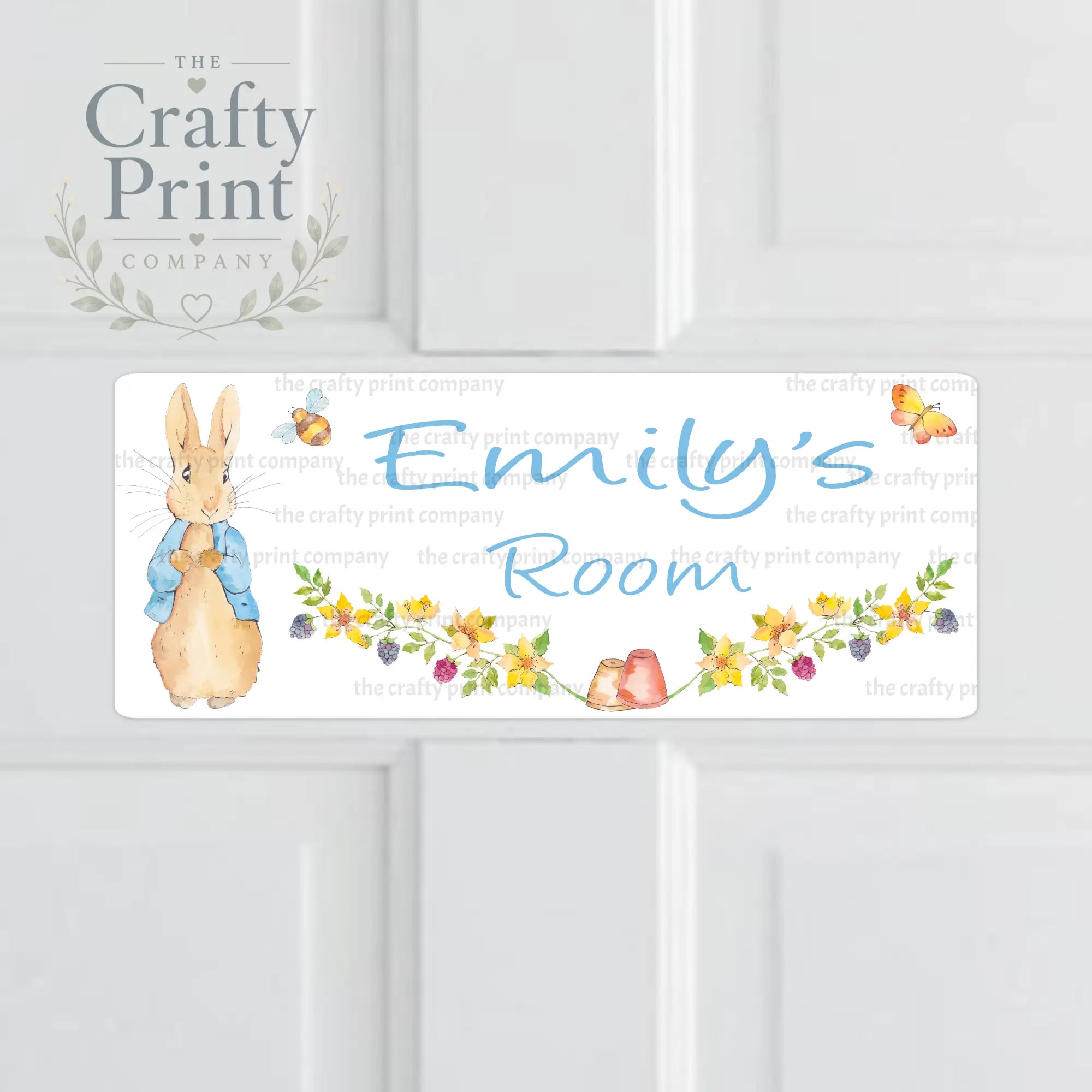 Personalised Peter Rabbit Metal Bedroom Door Sign - Blue
