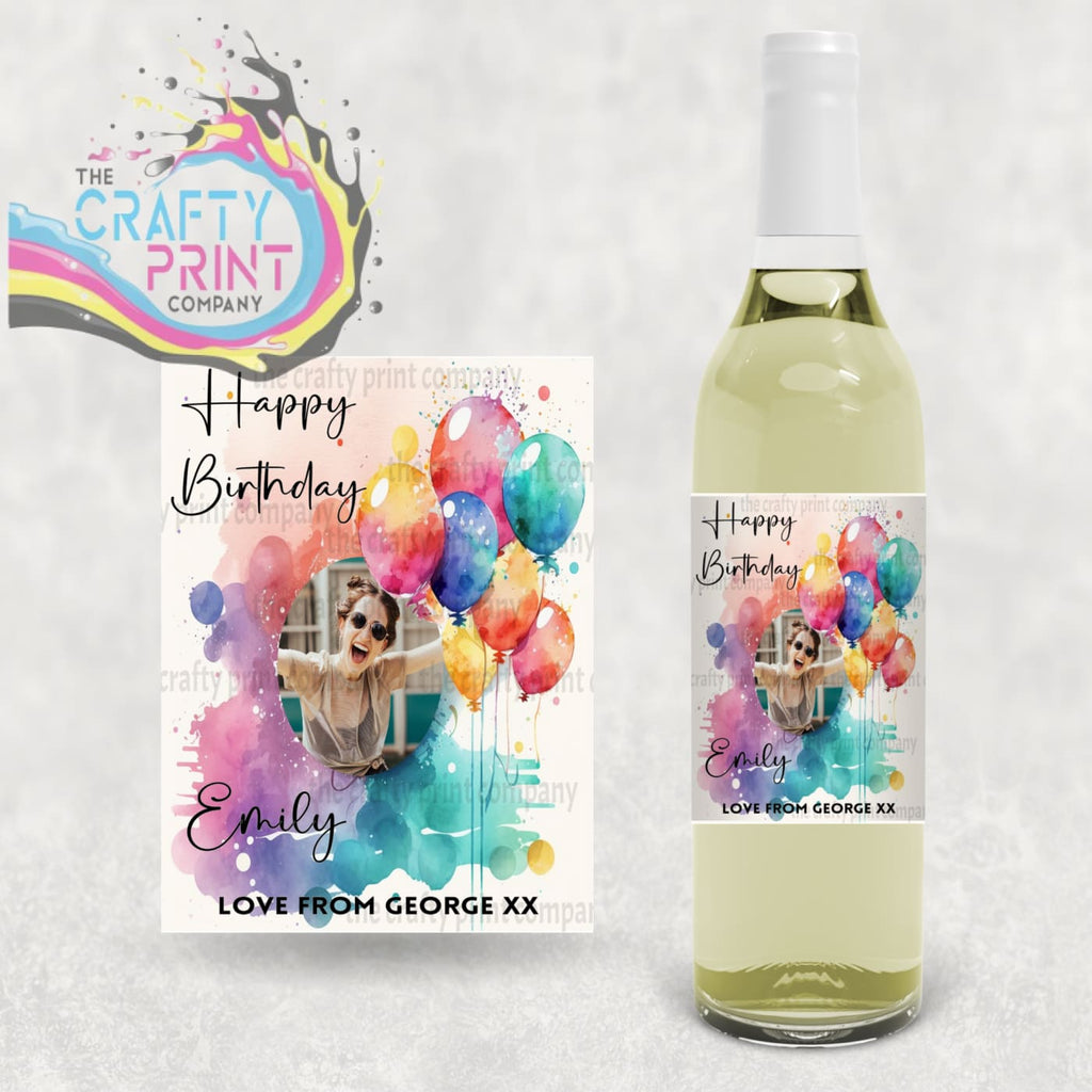 Personalised Photo Happy Birthday Bottle Sticker Label