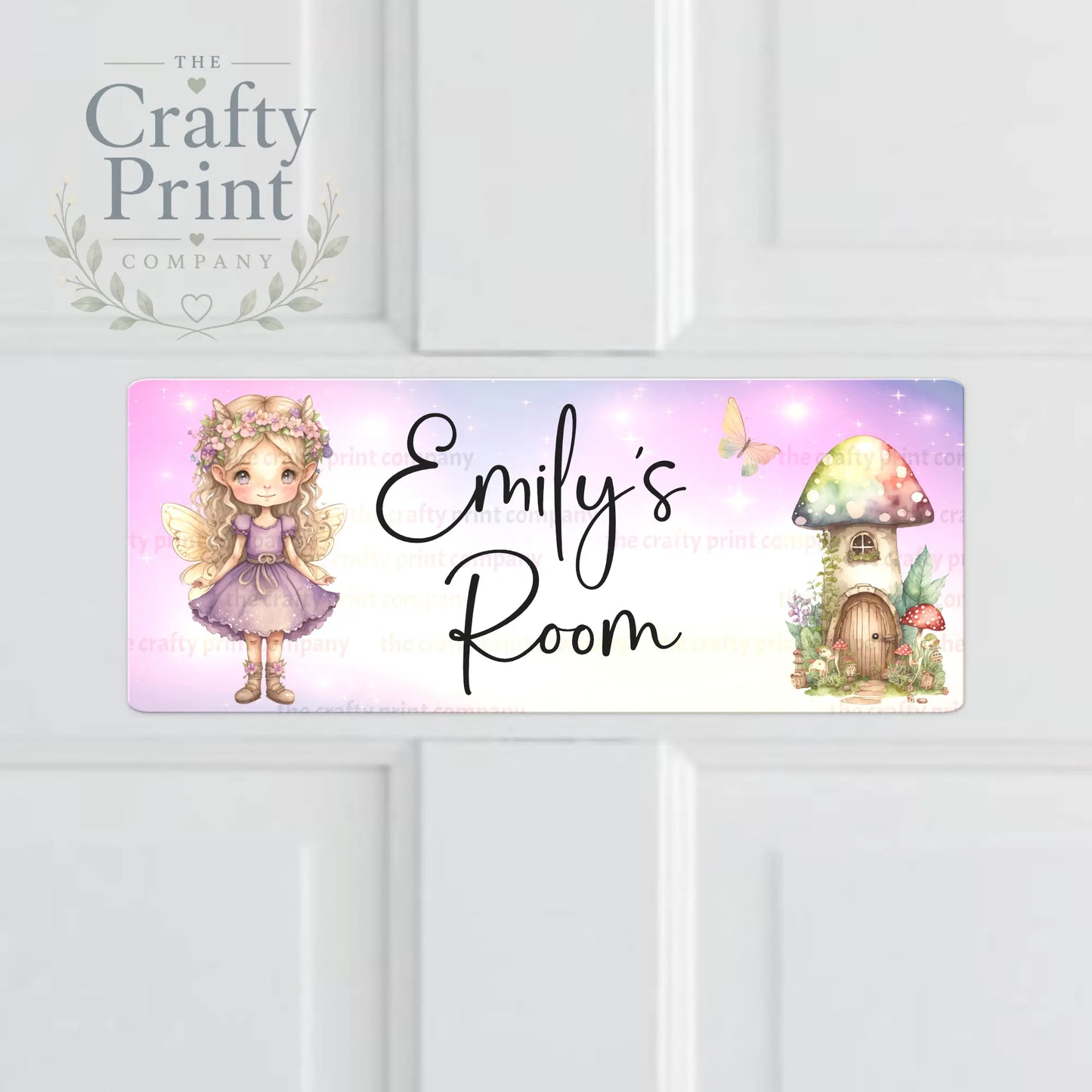 Personalised Pink Fairy Metal Bedroom Door Sign
