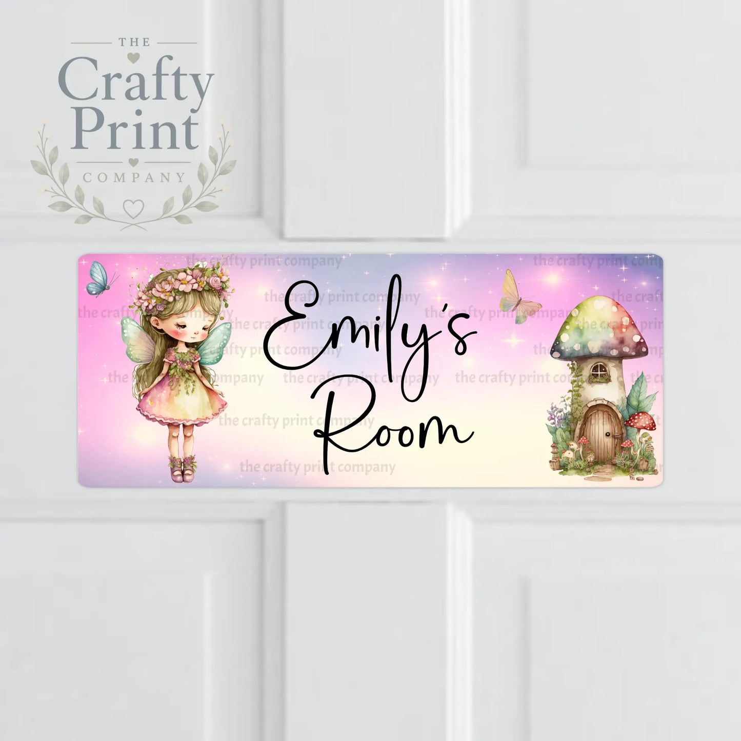 Personalised Pink Fairy V2 Metal Bedroom Door Sign