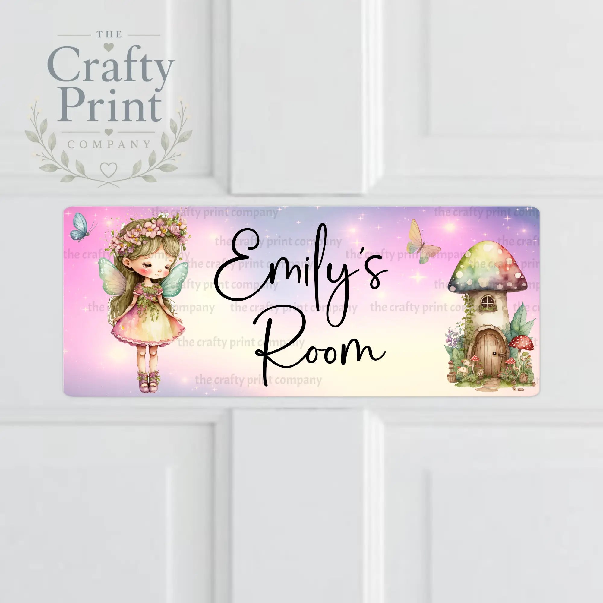 Personalised Pink Fairy V2 Metal Bedroom Door Sign
