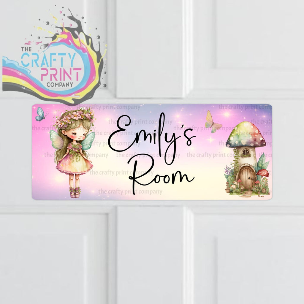 Personalised Pink Fairy V2 Metal Bedroom Door Sign