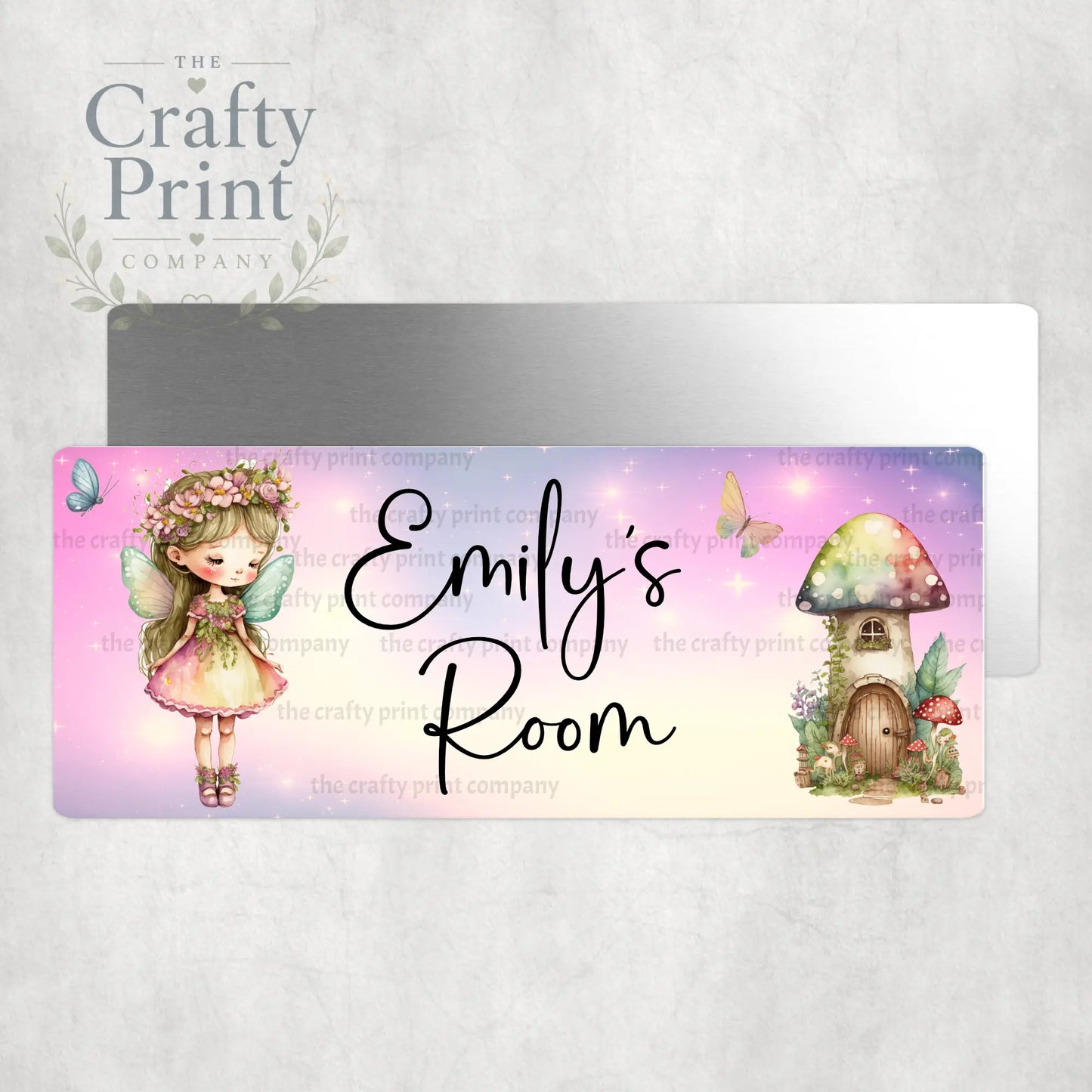 Personalised Pink Fairy V2 Metal Bedroom Door Sign