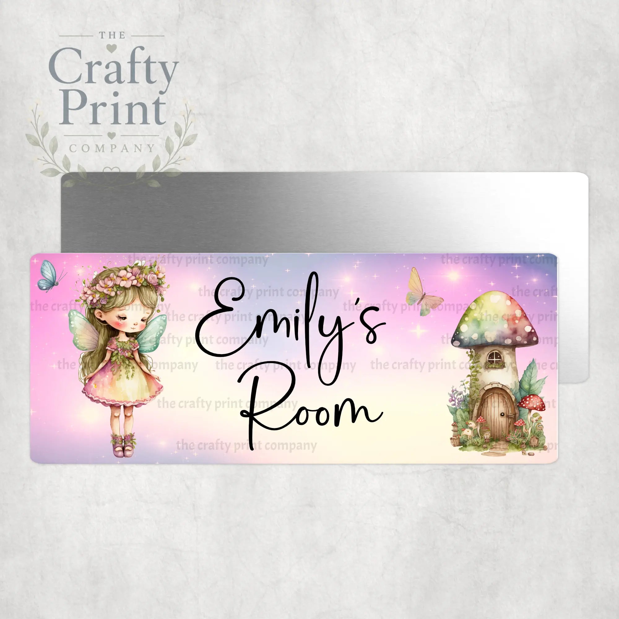 Personalised Pink Fairy V2 Metal Bedroom Door Sign