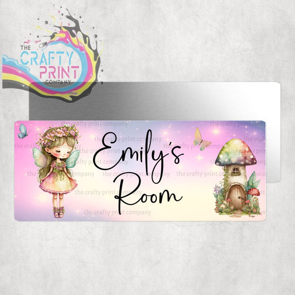Personalised Pink Fairy V2 Metal Bedroom Door Sign