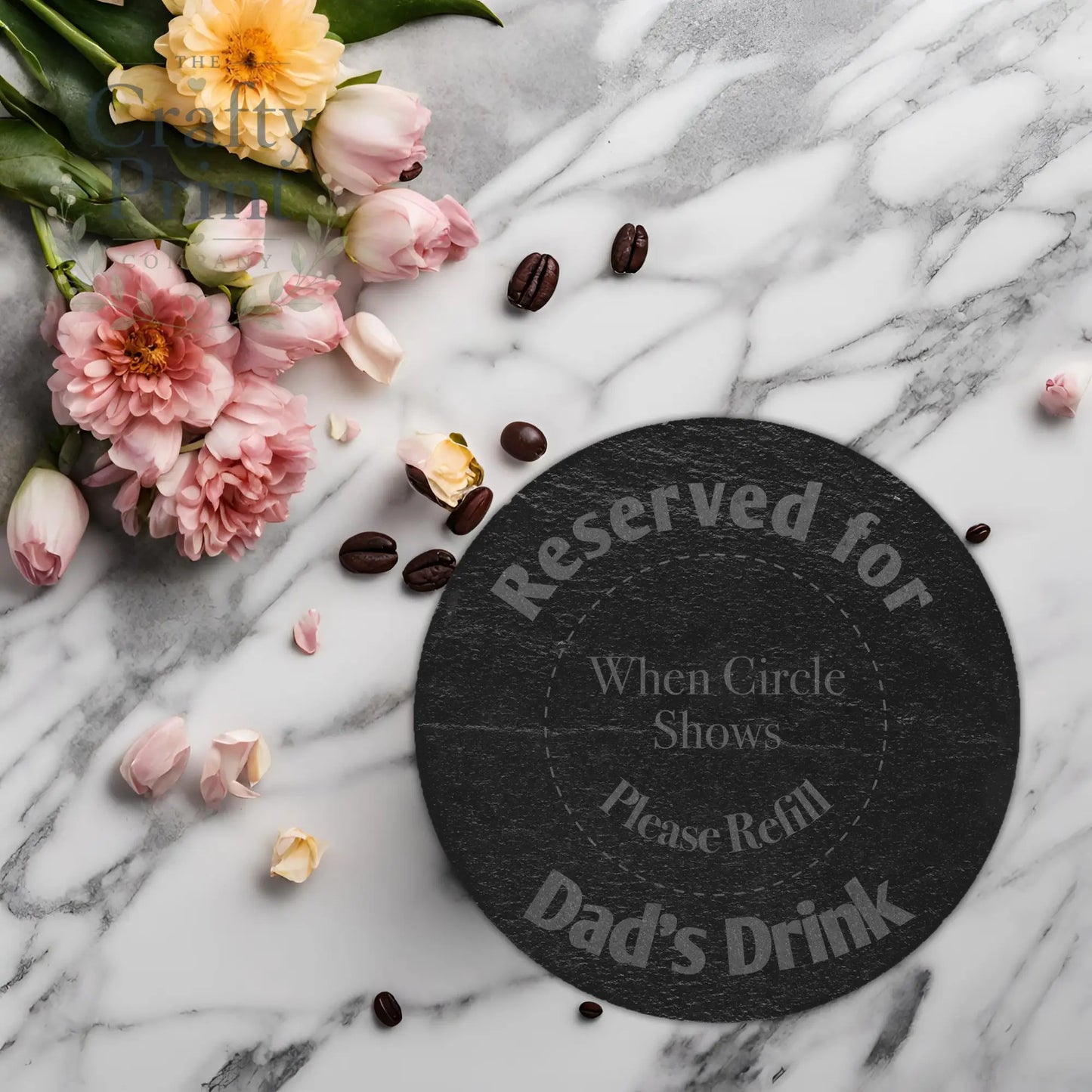 Personalised Reserved For Engraved Slate Coaster - Round