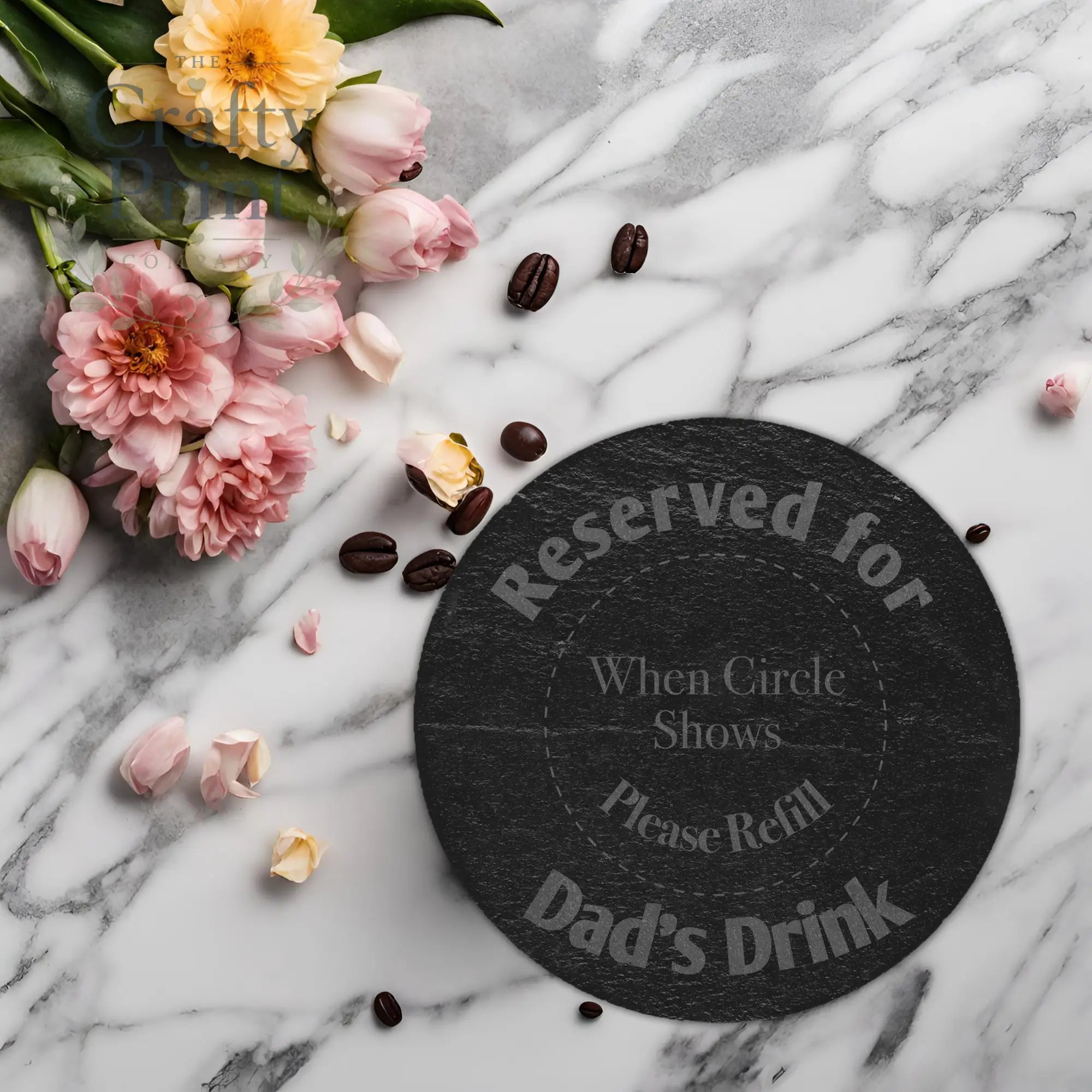 Personalised Reserved For Engraved Slate Coaster - Round