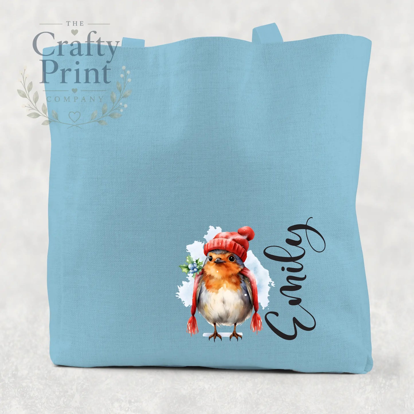 Personalised Robin Cotton Tote Bag - Light Blue / Small: 21