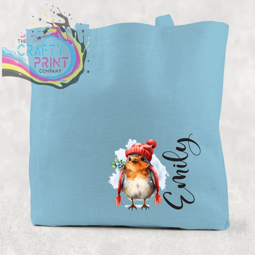 Personalised Robin Cotton Tote Bag - Light Blue / Small: 21