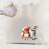 Personalised Robin Cotton Tote Bag - Natural / Small: 21 cm