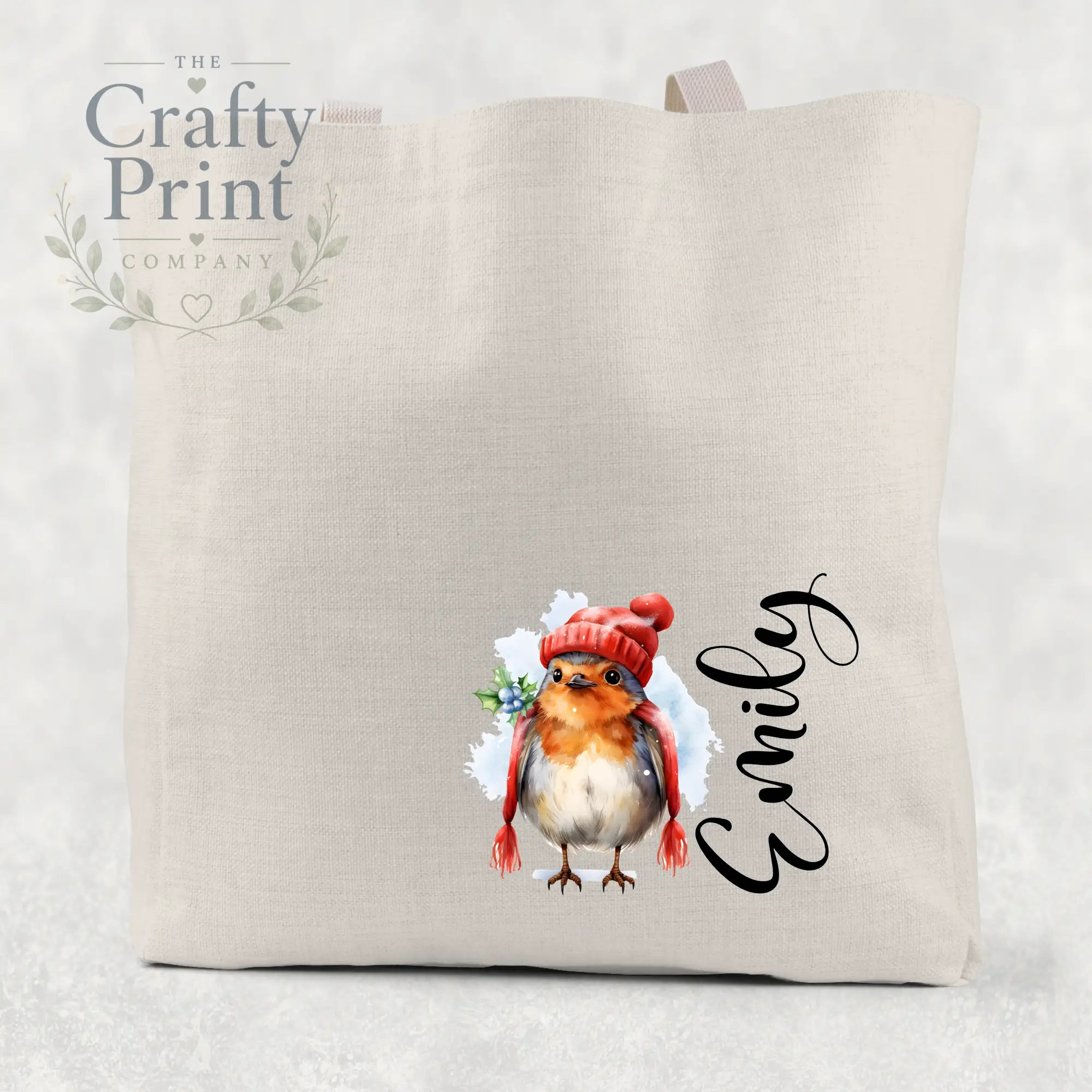Personalised Robin Cotton Tote Bag - Natural / Small: 21 cm