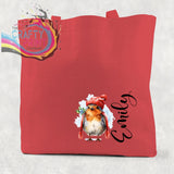 Personalised Robin Cotton Tote Bag - Red / Small: 21 cm x