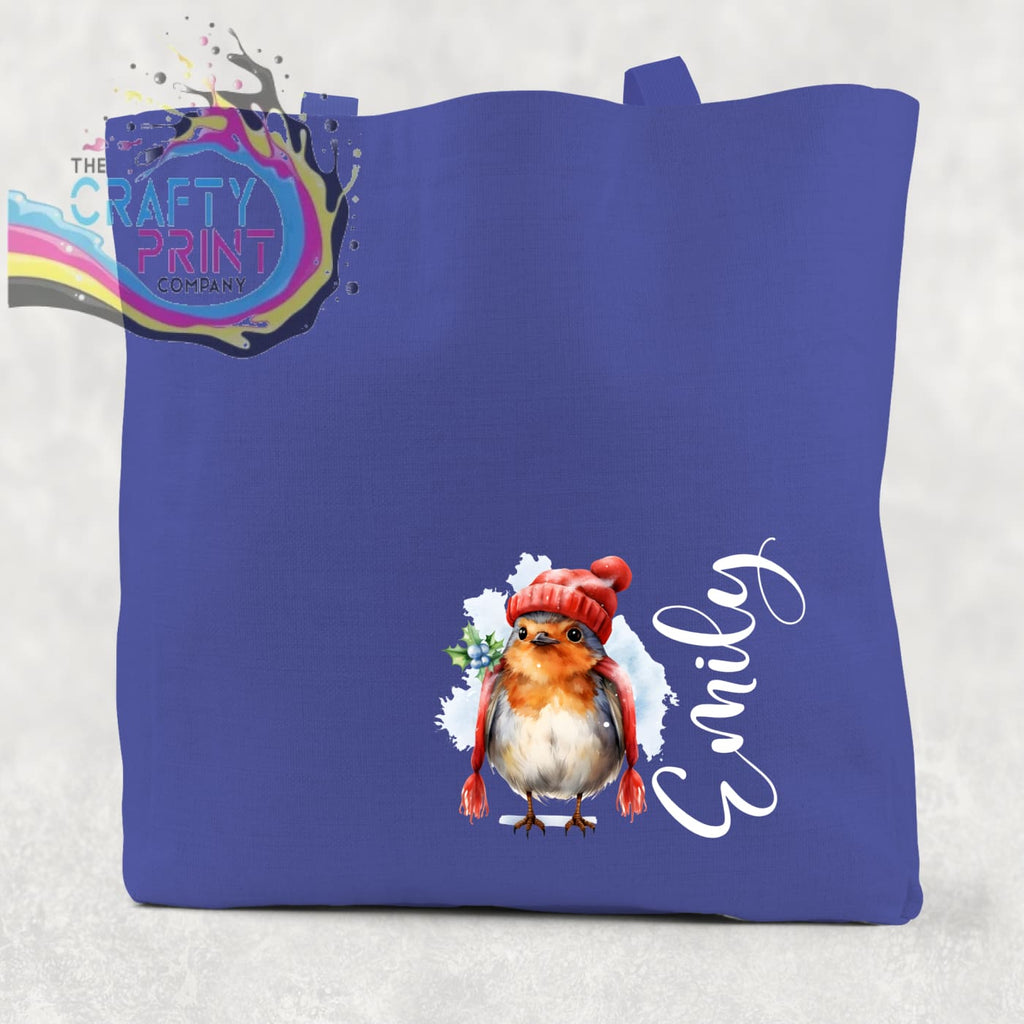 Personalised Robin Cotton Tote Bag - Royal Blue - Shopping