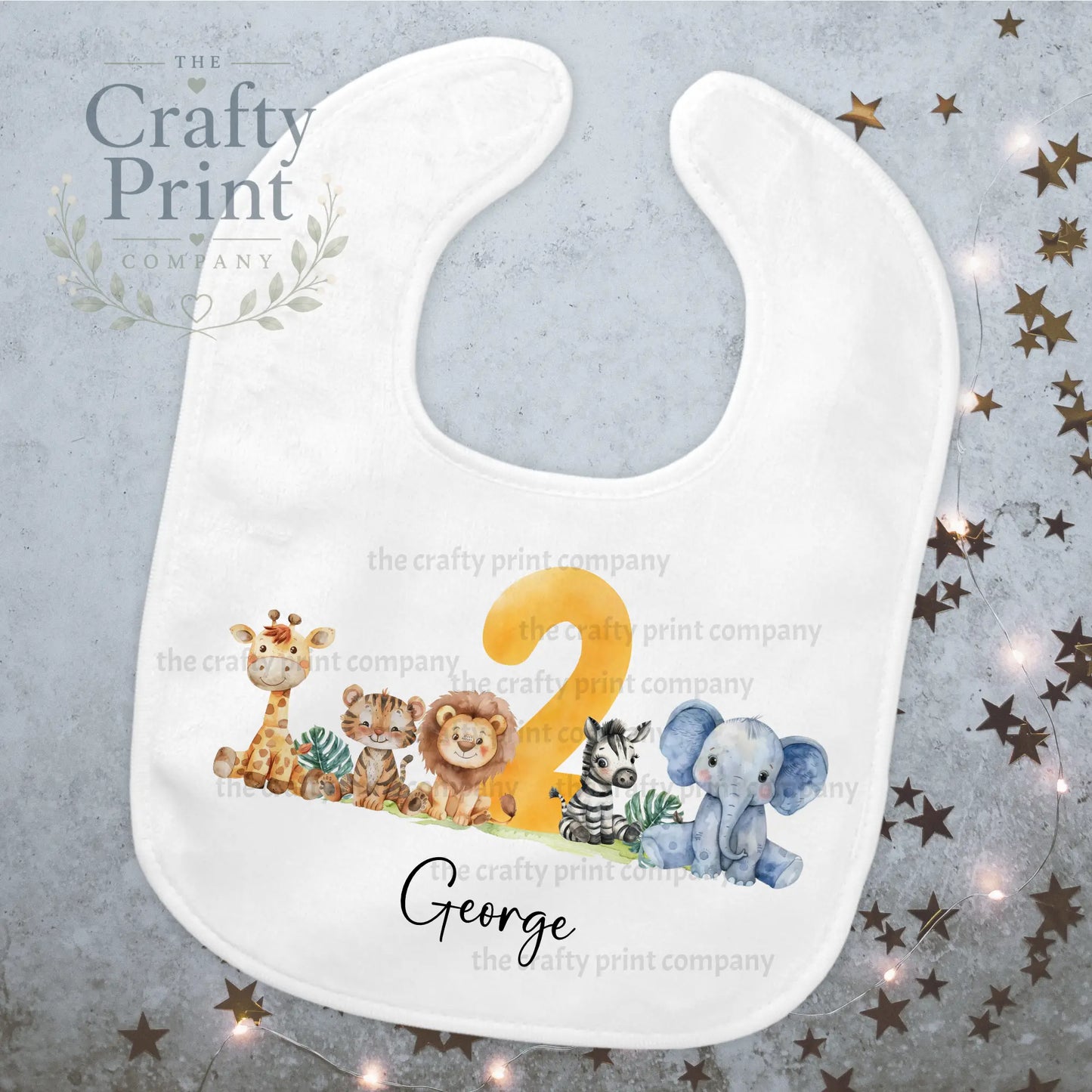 Personalised Safari Animals Birthday Baby Bib - & Toddler