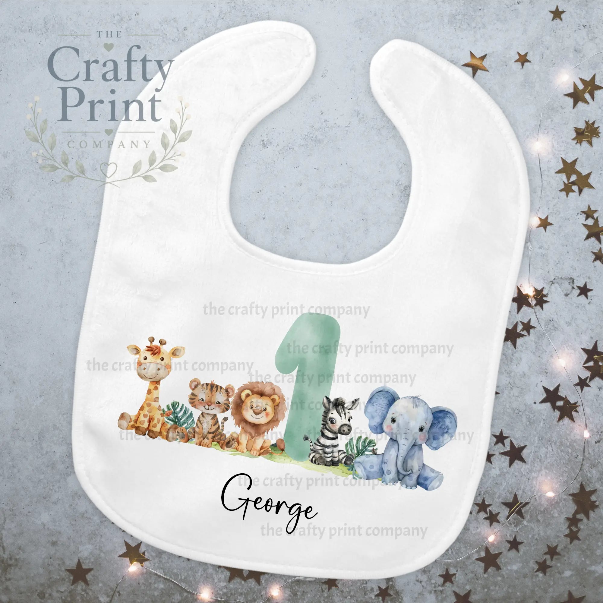 Personalised Safari Animals Birthday Baby Bib - & Toddler