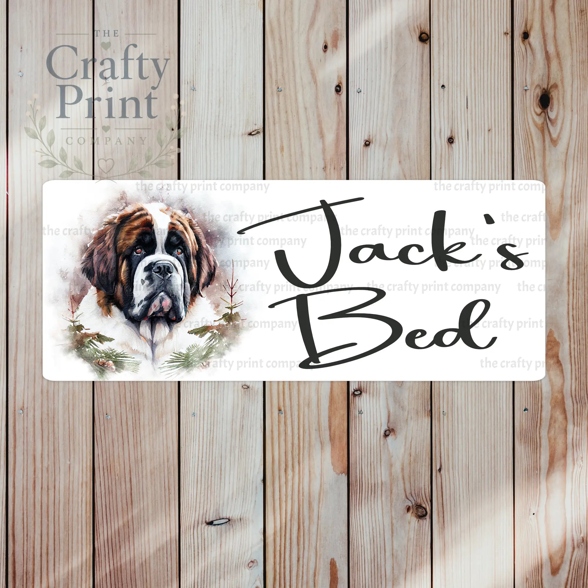Personalised St Bernard Dog Metal Crate Sign
