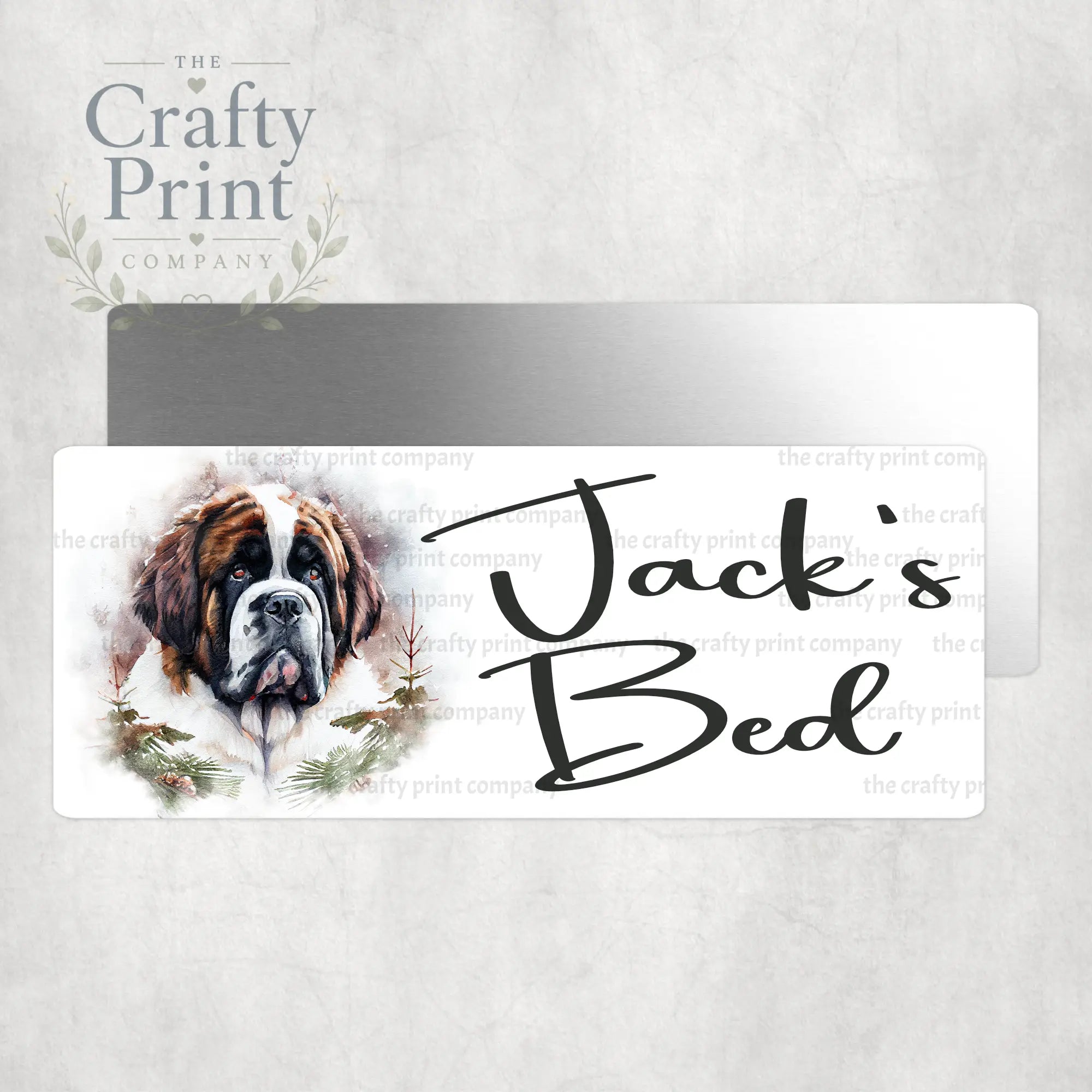Personalised St Bernard Dog Metal Crate Sign