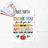 Personalised Thank You For all you do A5 Teacher Card