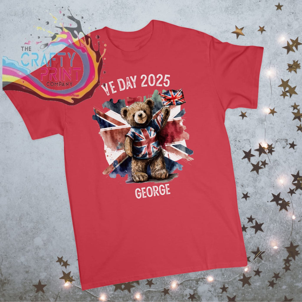 Personalised VE Day Bear Children’s T-shirt - Red - Shirts