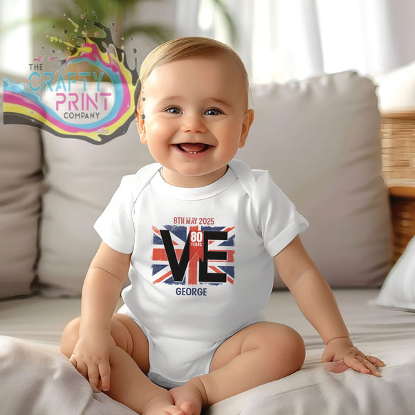 Personalised VE Day Flag Baby Vest - One-Pieces