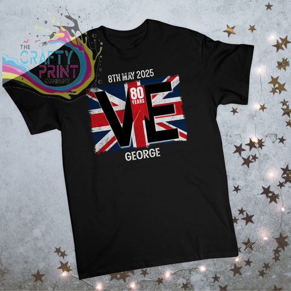 Personalised VE Day Flag Children’s T-shirt - Black