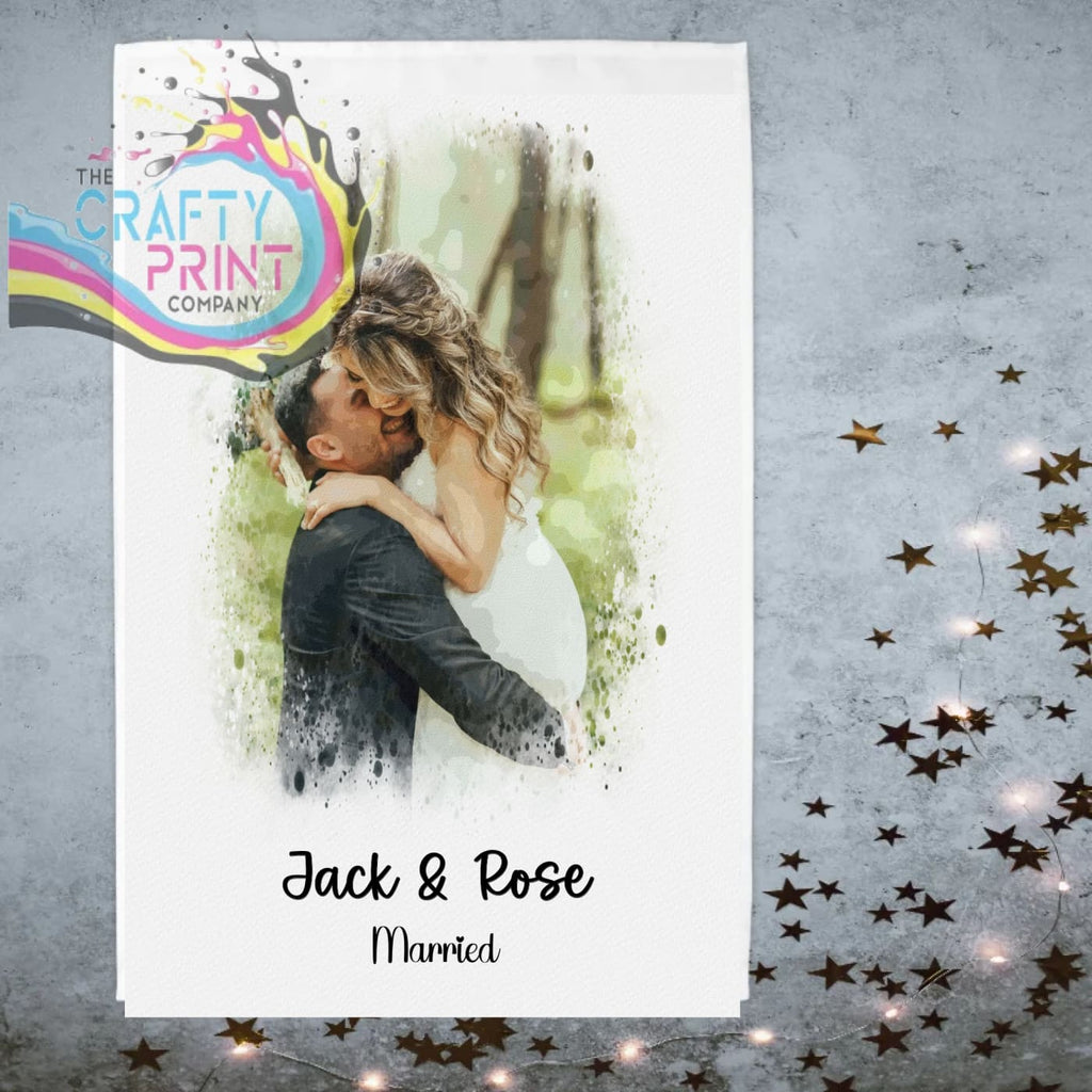 Personalised Watercolour Photo Tea Towel - Kitchen Towels