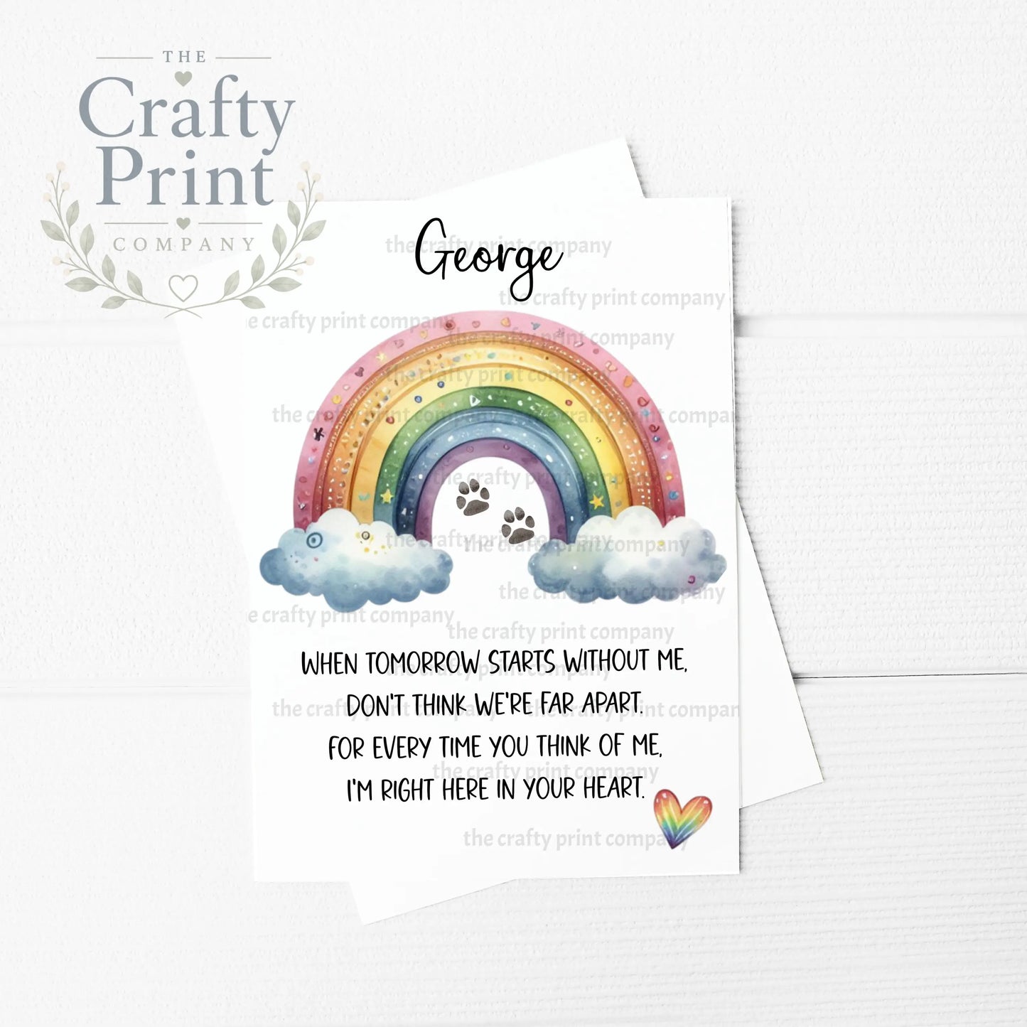 Personalised When Tomorrow starts without me Dog Memorial