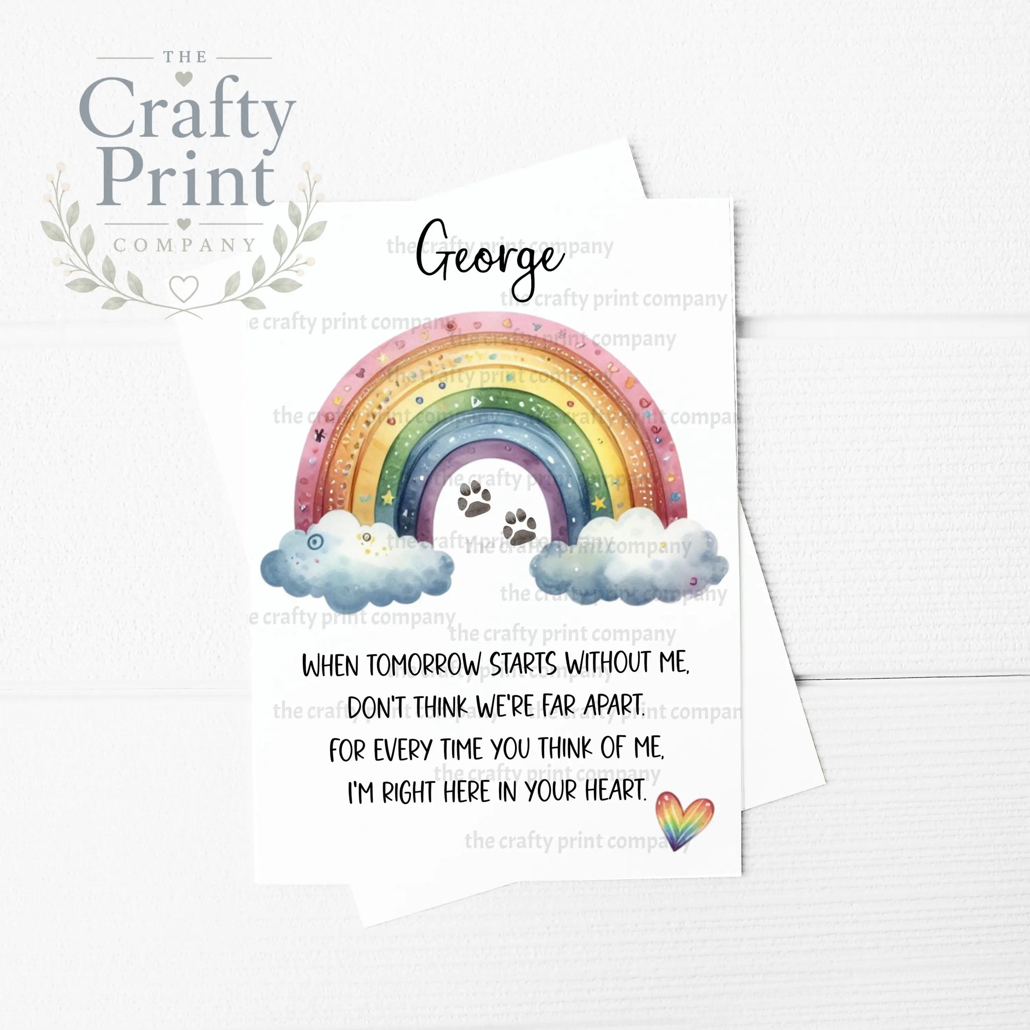 Personalised When Tomorrow starts without me Dog Memorial