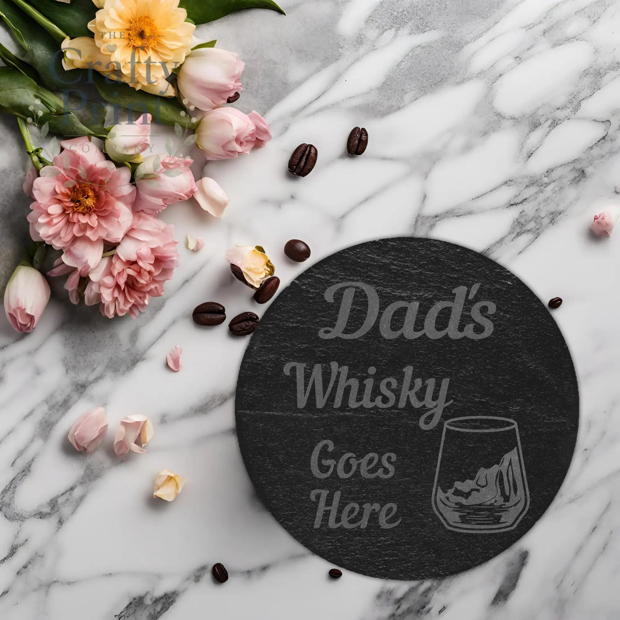 Personalised Whisky Goes Here Engraved Slate Coaster - Round