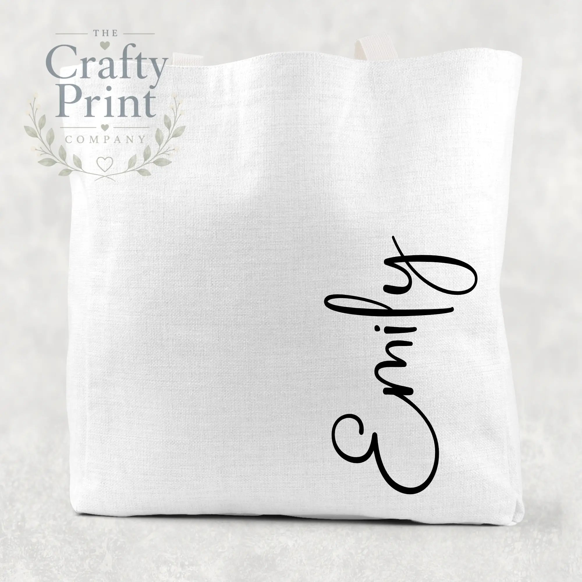 Personalised with Name Cotton Tote Bag - White - Shopping