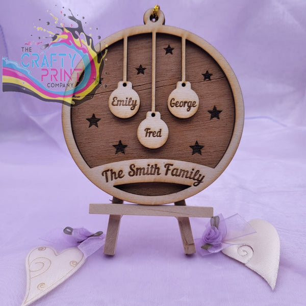 Personalised Wooden Bauble Family Christmas Ornament