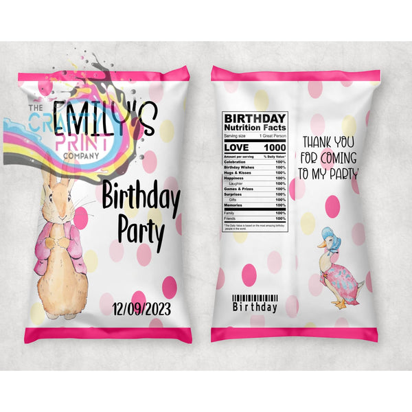 Peter Rabbit Birthday Sweet / Crisp Party Bag - Pink
