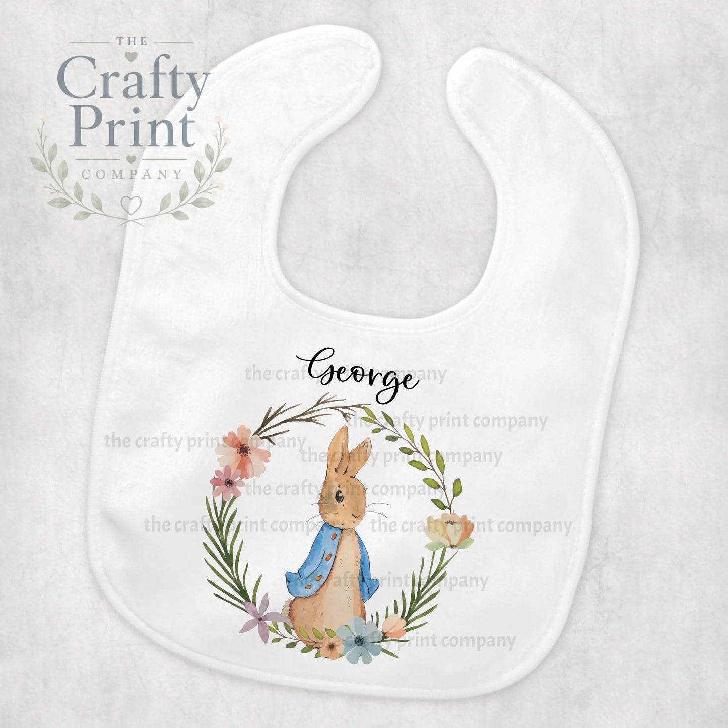 Peter Rabbit Personalised Baby Bib - Blue Coat - & Toddler