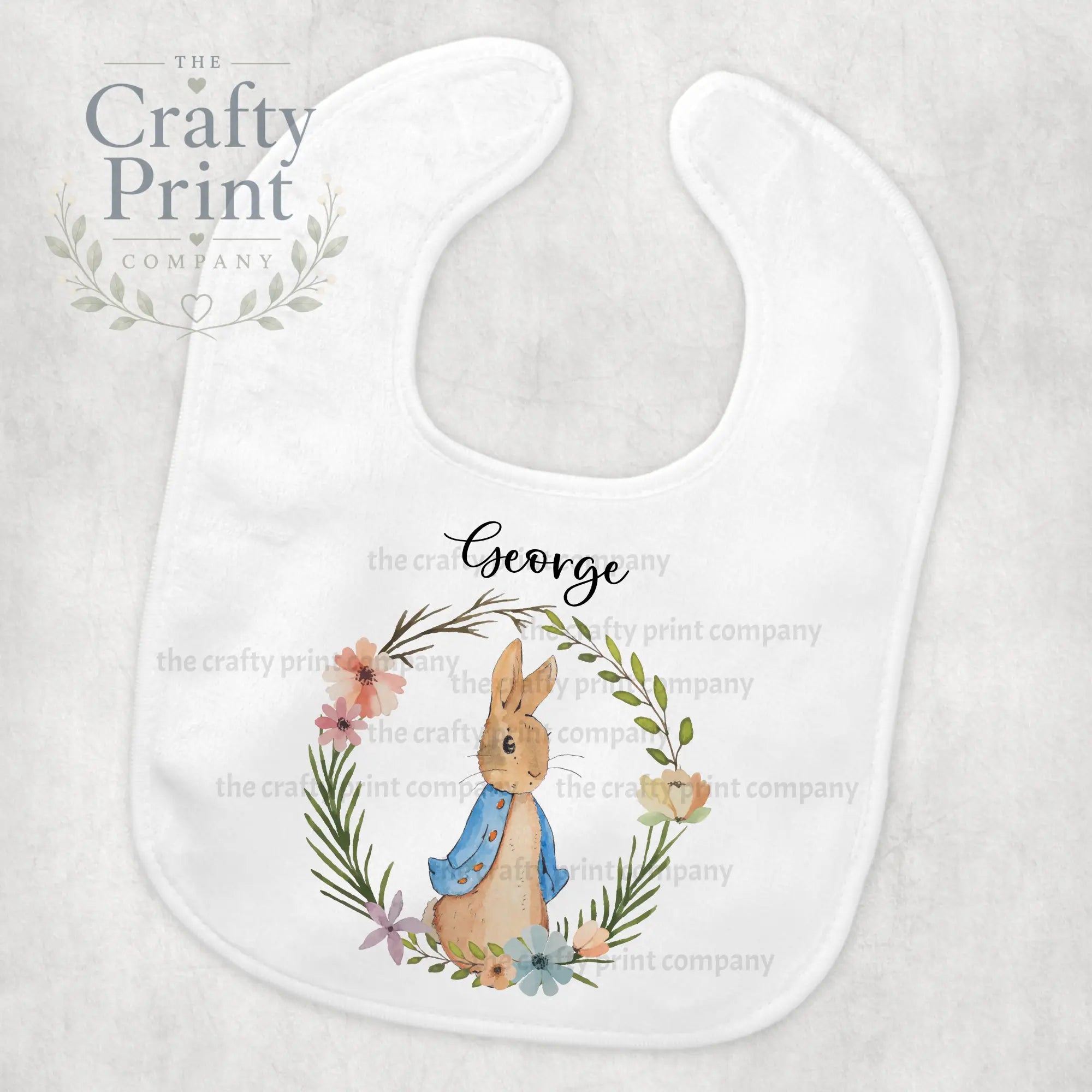 Peter Rabbit Personalised Baby Bib - Blue Coat - & Toddler