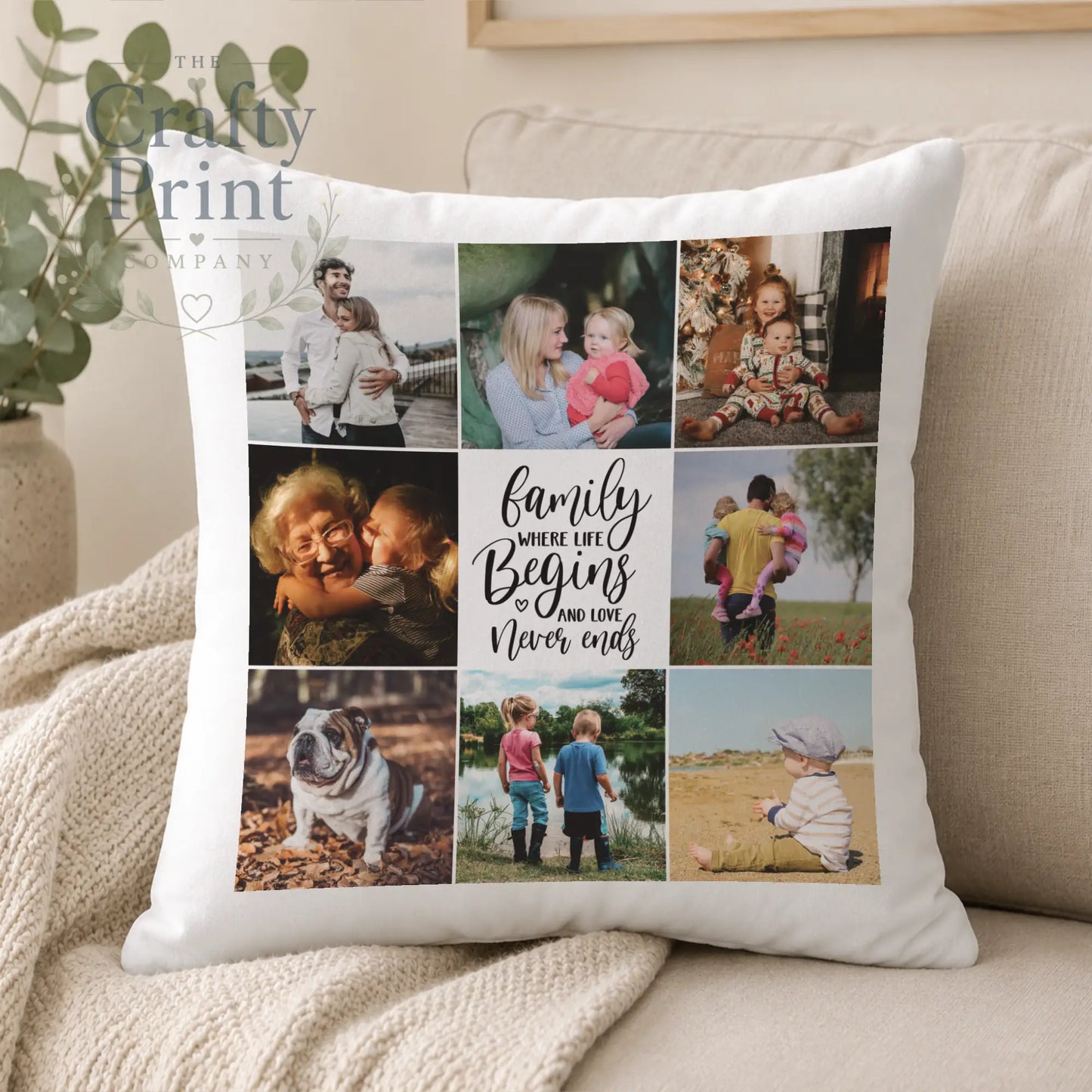 Photo Cushion 8 pics Personalised Cushion Cover