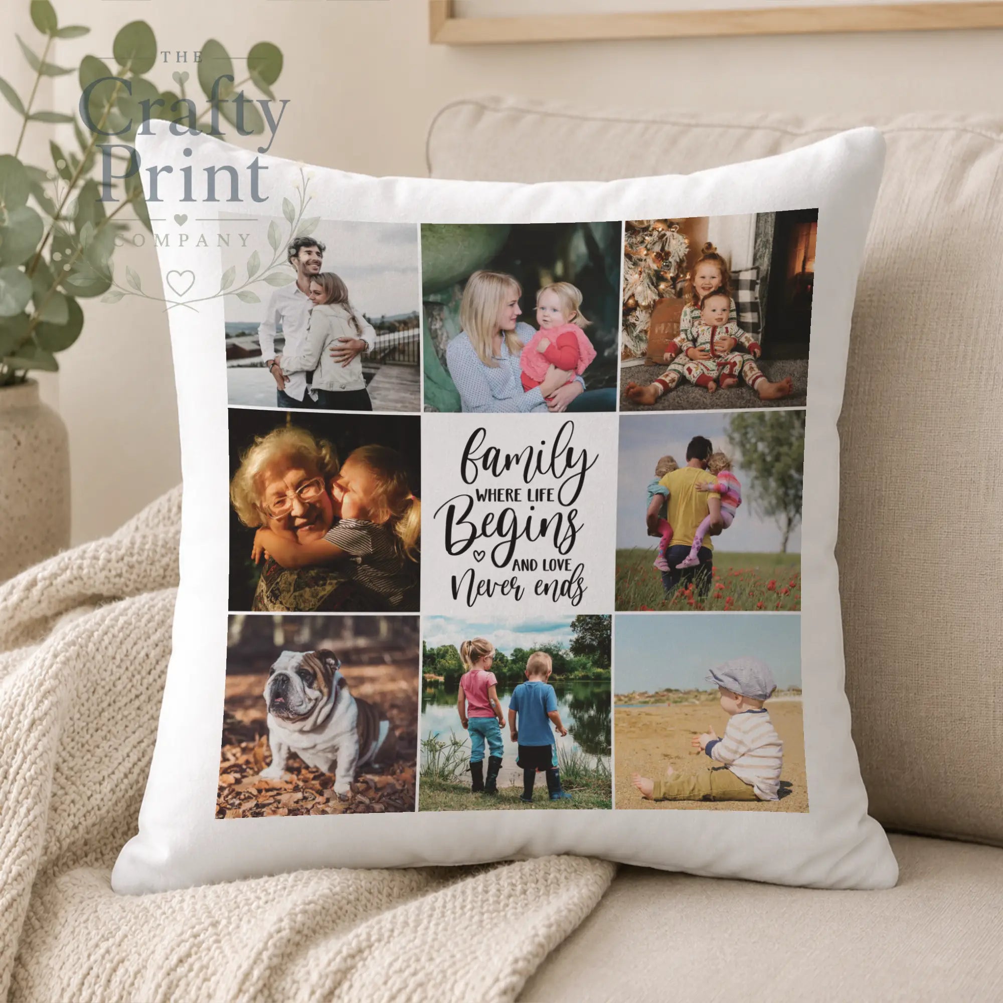 Photo Cushion 8 pics Personalised Cushion Cover