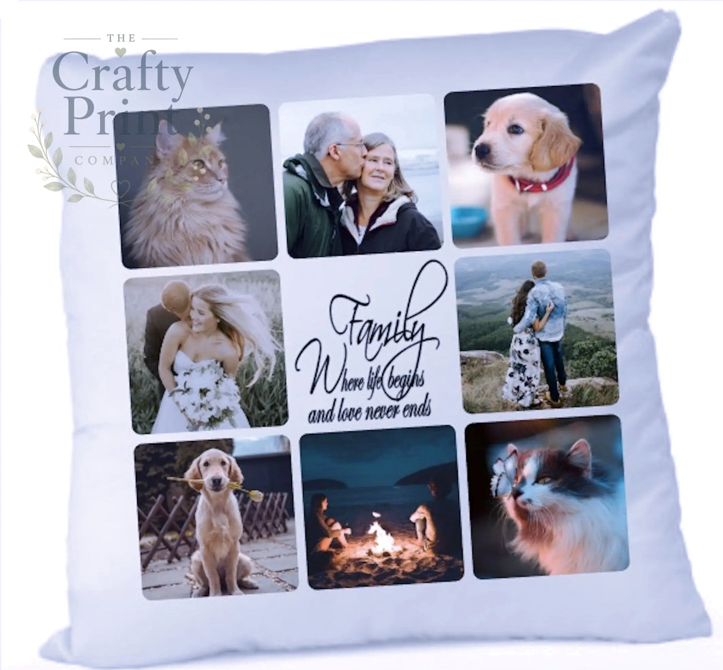 Photo Cushion 8 pics Personalised Cover