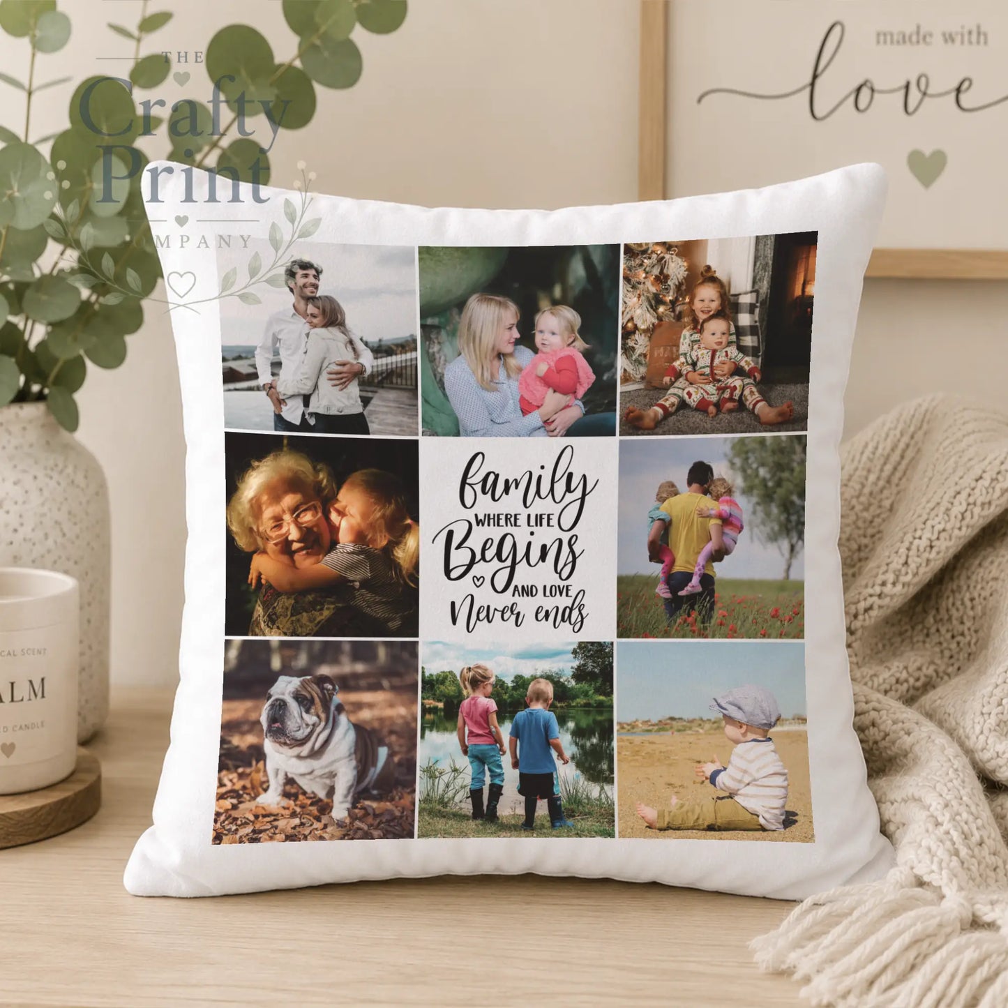 Photo Cushion 8 pics Personalised Cushion Cover