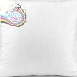 White square photo cushion with smooth slightly glossy fabric surface ideal for personalized decor and fast processing times