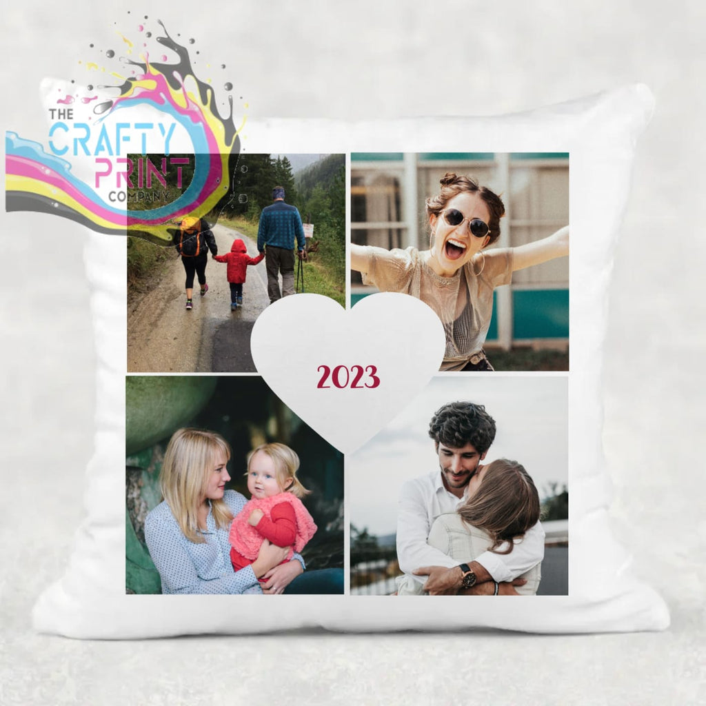 Photo Cushion with 4 pics Heart Personalised Cover - Chair