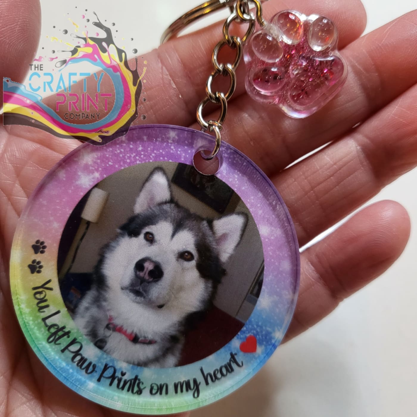 Photo Pet Memorial Keyring Clear Acrylic