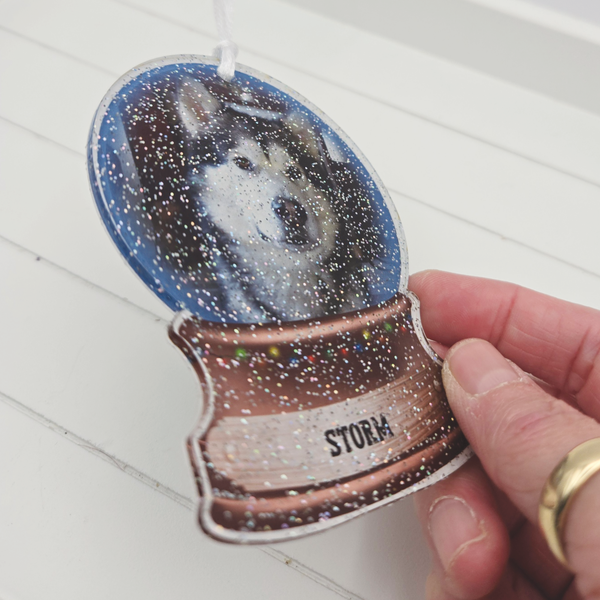 Personalised Photo Snow Globe Glitter Christmas Acrylic Bauble