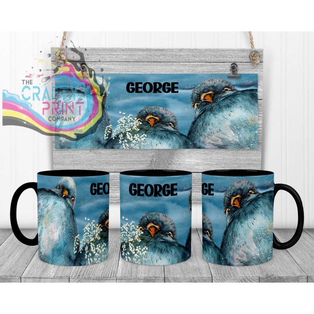Pigeon Mug - Black Handle & Inner - Mugs