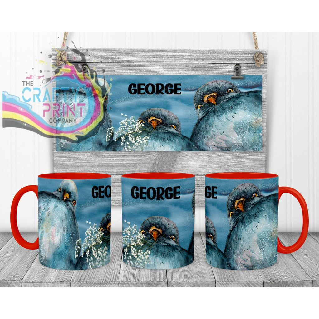Pigeon Mug - Red Handle & Inner - Mugs