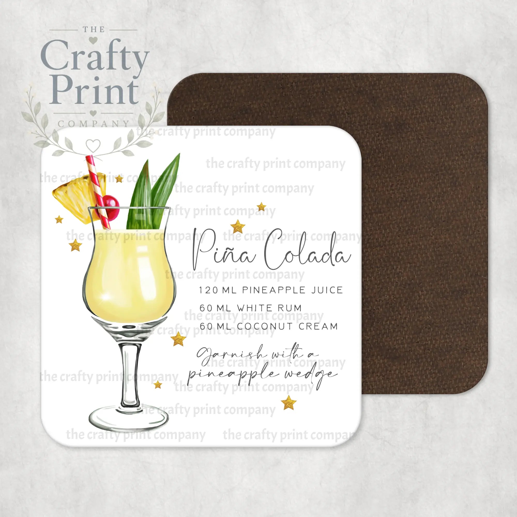 Pina Colada Cocktail Recipe Coaster - Coasters