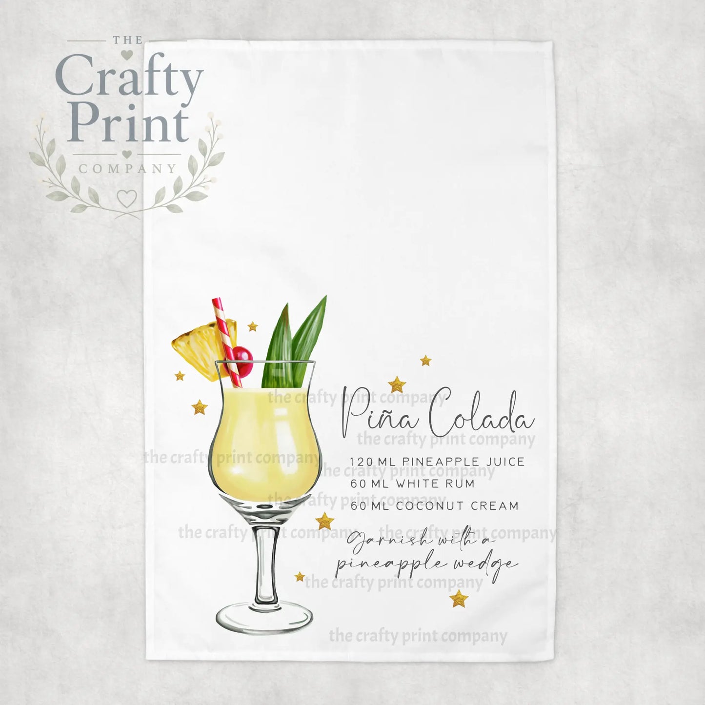 Pina Colada Cocktail Recipe Tea Towel - Kitchen Towels