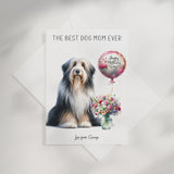 The Best Dog Mom Ever Bearded Collie Personalised A5 Card