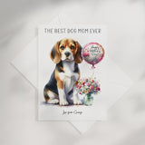 The Best Dog Mom Ever Beagle Personalised A5 Card