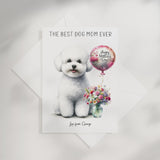 The Best Dog Mom Ever Bichon Frise Personalised A5 Card